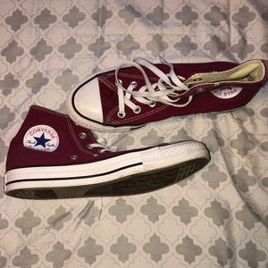 Maroon converse high tops